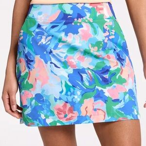 NWT Walter Hagan Blue Gouache Floral Blue Performance Lightweight Golf Skort